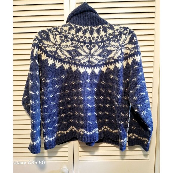Boundary Waters Womens Blue Nordic Snowflake Sweater With Cowl Neck Size L Acryl - Picture 3 of 6